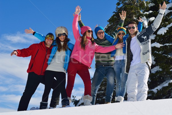 Amigos diversión invierno frescos nieve feliz Foto stock © dotshock