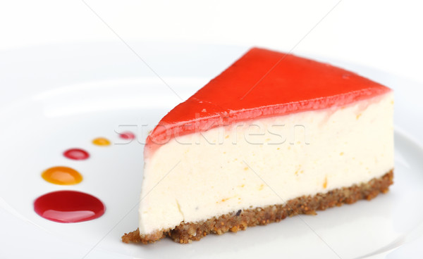 Tarta de queso fresa aislado blanco alimentos fiesta Foto stock © dotshock