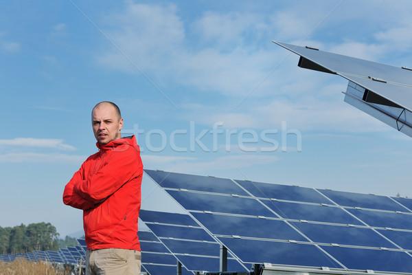 Stock photo: Male solar panel engineer at work place