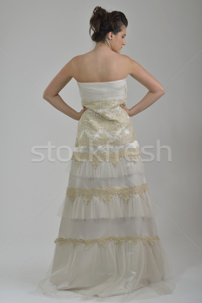 élégante femme mode robe posant studio [[stock_photo]] © dotshock