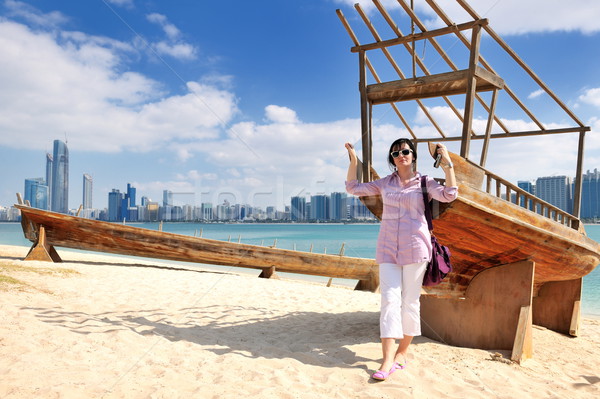 happy tourist woman Stock photo © dotshock