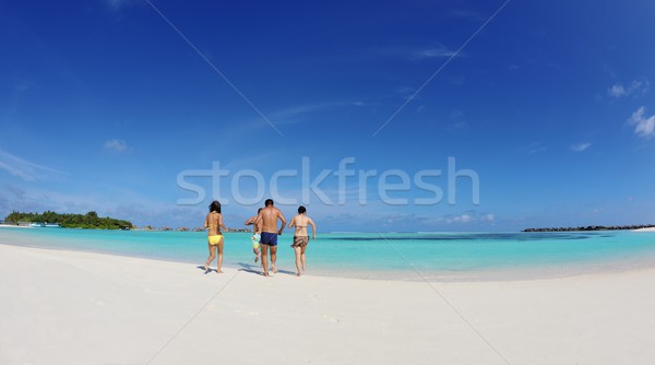 group of happy young people have fun on bach Stock photo © dotshock