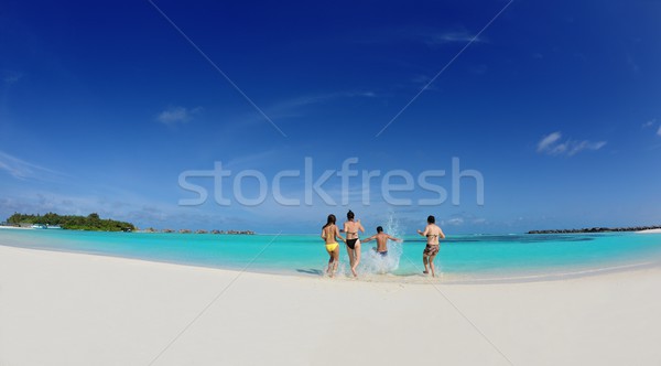 group of happy young people have fun on bach Stock photo © dotshock