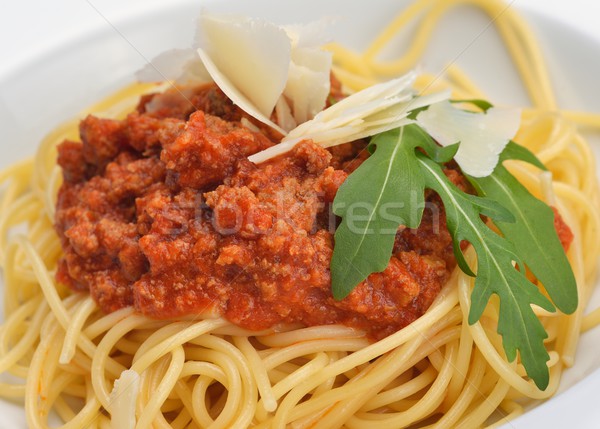 Сток-фото: итальянский · спагетти · соус · болоньезе · помидоров · мяса · сыра