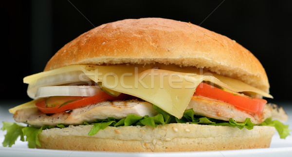 Hamburger martwa natura fast food menu frytki napój bezalkoholowy Zdjęcia stock © dotshock