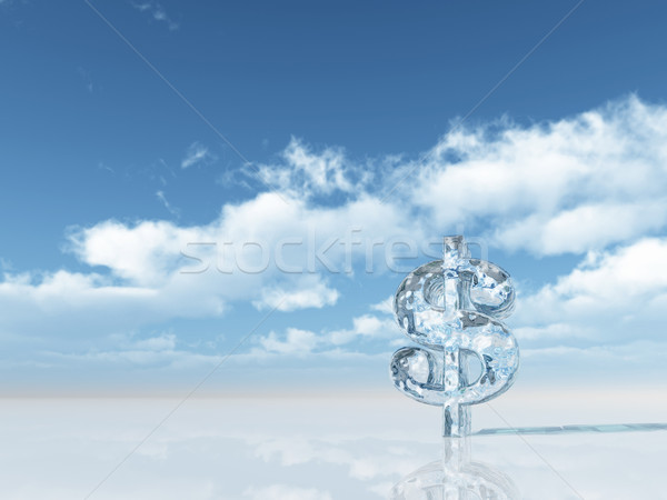 Cool dollar bevroren symbool bewolkt blauwe hemel Stockfoto © drizzd