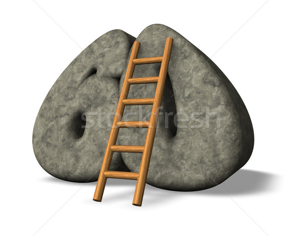 Aantal zestig ladder steen 3d illustration klim Stockfoto © drizzd