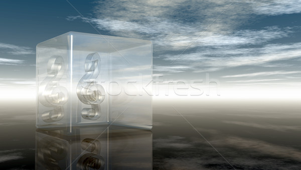 clef in glass cube under cloudy sky - 3d rendering Stock photo © drizzd