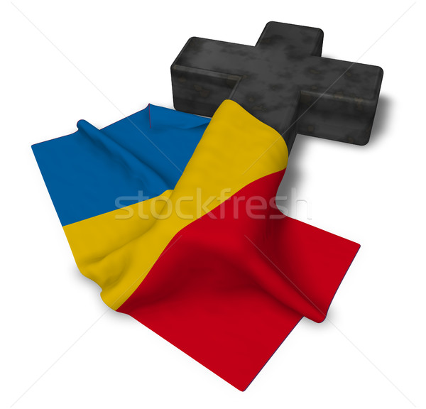 christian cross and flag of romania - 3d rendering Stock photo © drizzd