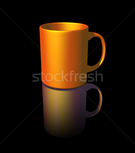 Kubek kawy czarny 3d ilustracji kuchnia kubek refleksji Zdjęcia stock © drizzd