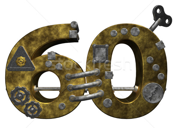 Aantal zestig steampunk witte 3d illustration financieren Stockfoto © drizzd
