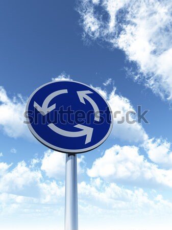 Kör forgalom körforgalom útjelzés felhős kék ég Stock fotó © drizzd