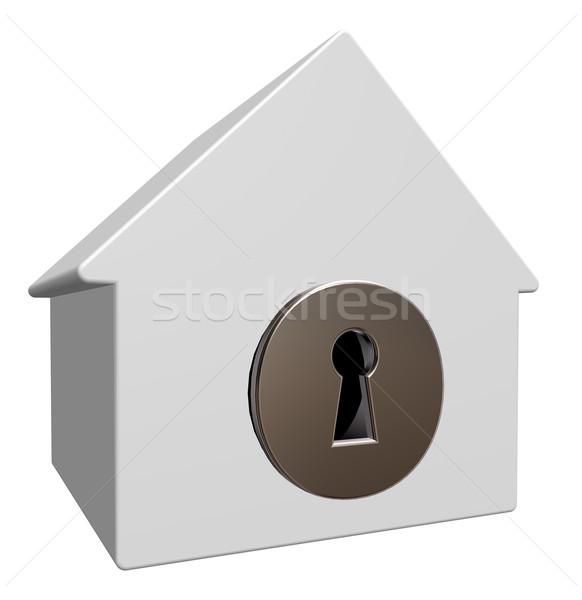 Sleutelgat huis model 3d illustration home metaal Stockfoto © drizzd