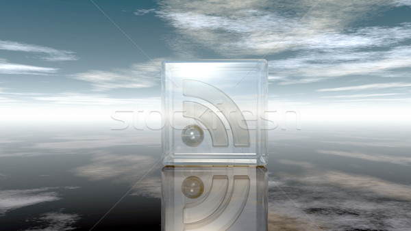 Rss Symbol Glas Würfel bewölkt blauer Himmel Stock foto © drizzd