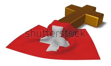 christian cross and flag of switzerland - 3d rendering Stock photo © drizzd