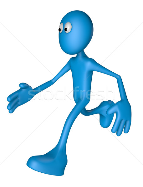 Dringende läuft blau guy 3D-Darstellung Fitness Stock foto © drizzd