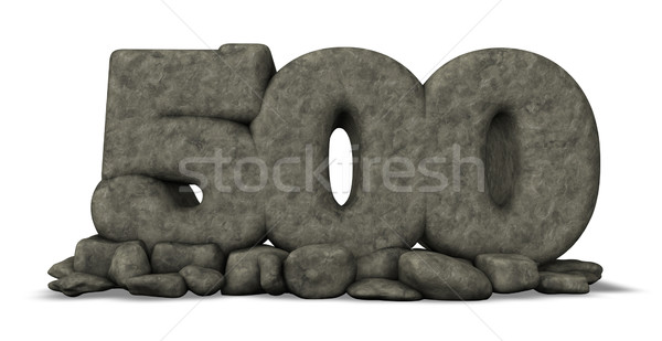 Stock photo: stone number five hundred on white background - 3d rendering
