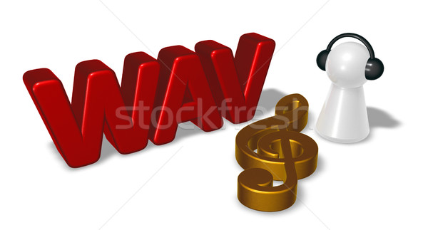 wav tag, clef symbol and pawn with headphones - 3d rendering Stock photo © drizzd