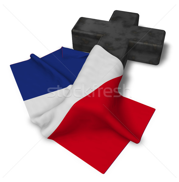 Hristiyan çapraz bayrak 3D kilise Stok fotoğraf © drizzd