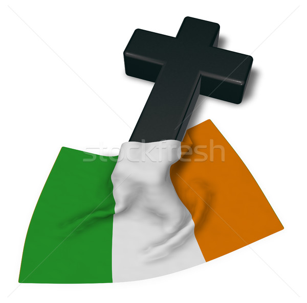 Christian krzyż banderą 3D kościoła Zdjęcia stock © drizzd