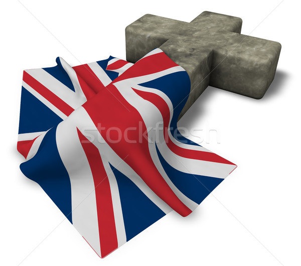 christian cross and flag of the United Kingdom of Great Britain and Northern Ireland - 3d rendering Stock photo © drizzd