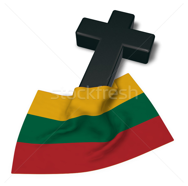 christian cross and flag of Lithuania - 3d rendering Stock photo © drizzd