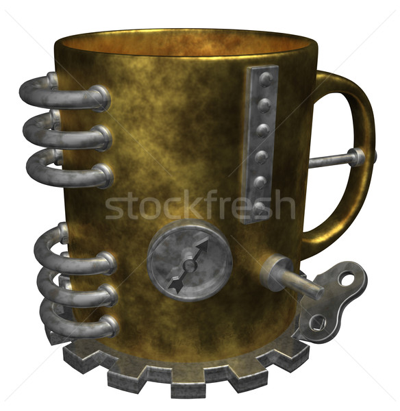Mok steampunk witte 3d illustration koffie drinken Stockfoto © drizzd