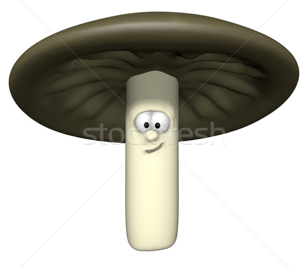 Amuzant ciupercă 3D desen animat ilustrare lemn Imagine de stoc © drizzd