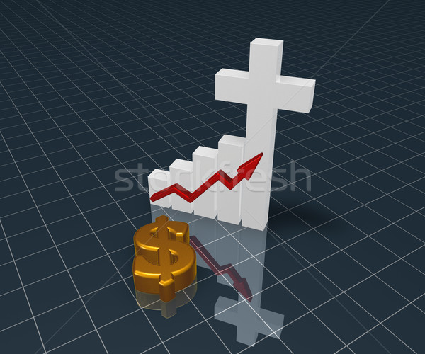 ストックフォト: ビジネスグラフ · クリスチャン · クロス · ドル · シンボル · 3D