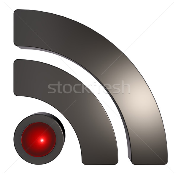 Zdjęcia stock: Rss · symbol · metal · biały · 3d · ilustracji · komputera