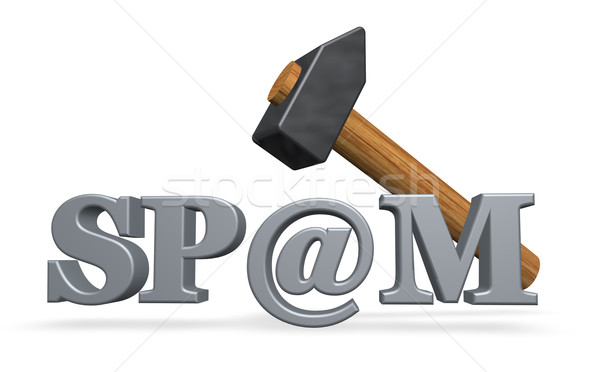Spam Hammer Wort E-Mail 3D-Darstellung Internet Stock foto © drizzd