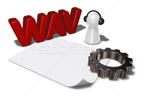 Tag versnelling wiel pion hoofdtelefoon 3D Stockfoto © drizzd