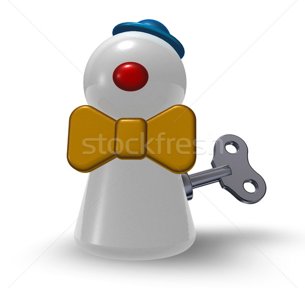 wind-up clown pawn on white background - 3d illustration Stock photo © drizzd