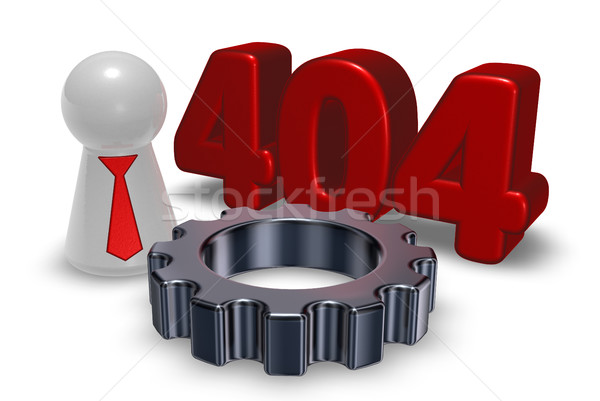 error 404 page not found - message, pawn with tie and gear wheel - 3d illustration Stock photo © drizzd