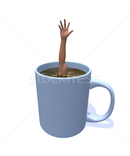 Caneca braço humano xícara de café ilustração 3d mão homem Foto stock © drizzd