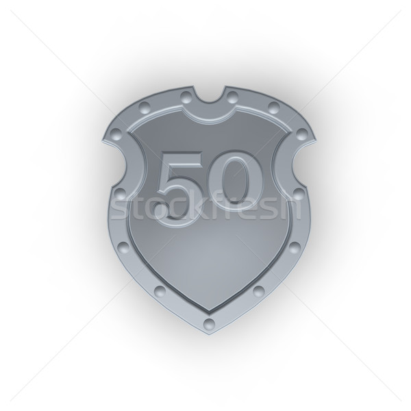 Número cincuenta metal escudo blanco 3d Foto stock © drizzd
