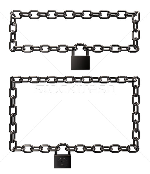 Fotogrammi lucchetto metal catene frame confine Foto d'archivio © drizzd