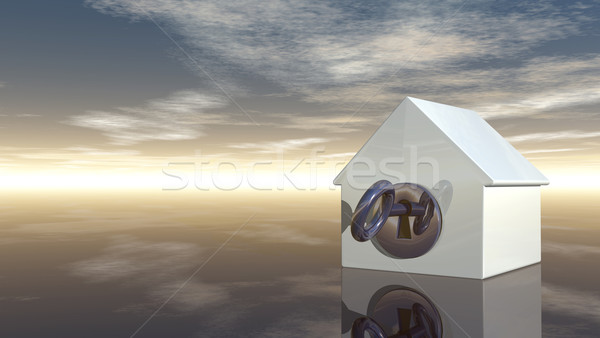 заблокированный дома модель замочную скважину ключевые облачный Сток-фото © drizzd