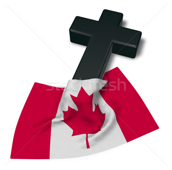 christian cross and flag of canada - 3d rendering Stock photo © drizzd