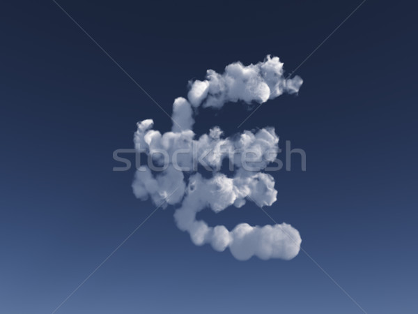Zdjęcia stock: Euro · chmury · podpisania · Błękitne · niebo · 3d · ilustracji · działalności