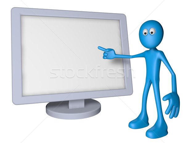 Asztali kék fickó lapos kijelző monitor 3d illusztráció Stock fotó © drizzd