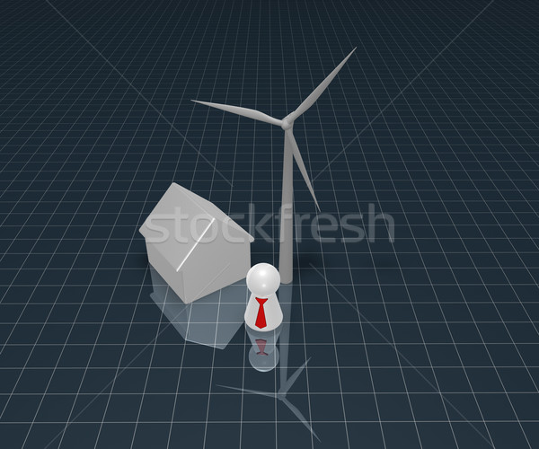 Energie curata turbine eoliene casă joacă figura roşu Imagine de stoc © drizzd