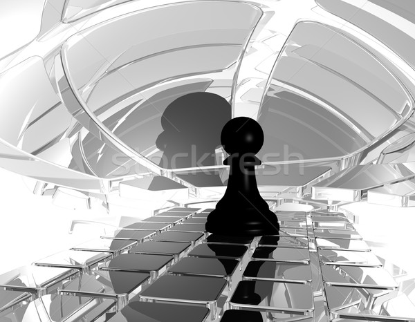 Schaken pion abstract futuristische ruimte 3d illustration Stockfoto © drizzd