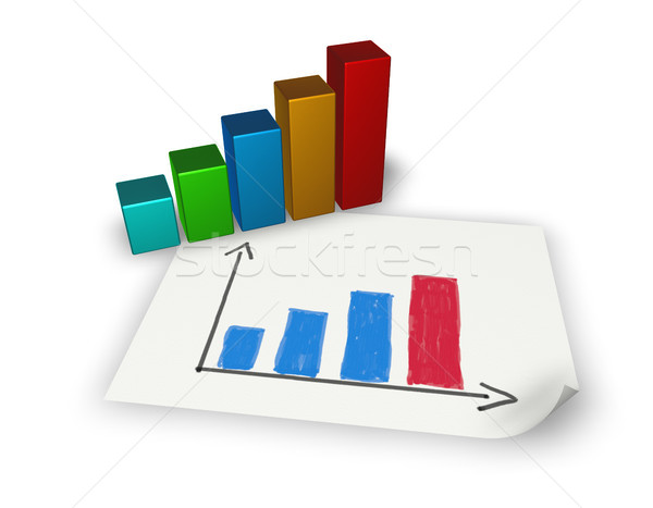 Statistica grafic de afaceri hârtie foaie bare ilustrare 3d Imagine de stoc © drizzd