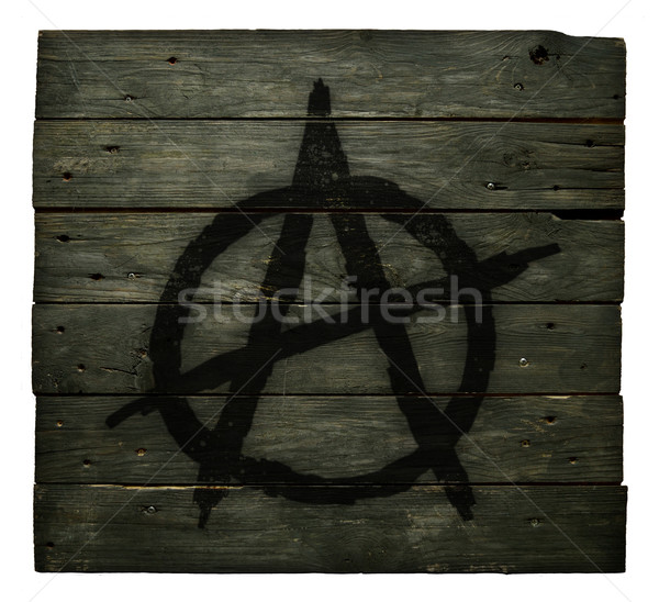 Anarchie symbool houten stedelijke punk vrijheid Stockfoto © drizzd