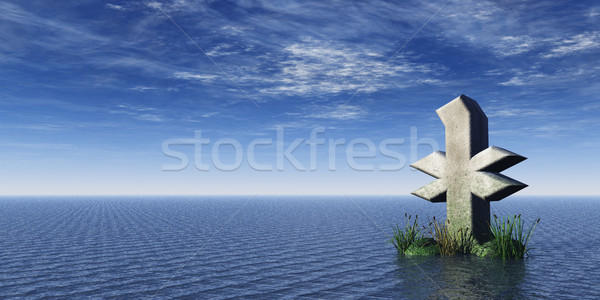 Wiking rock ocean 3d ilustracji chmury religijnych Zdjęcia stock © drizzd