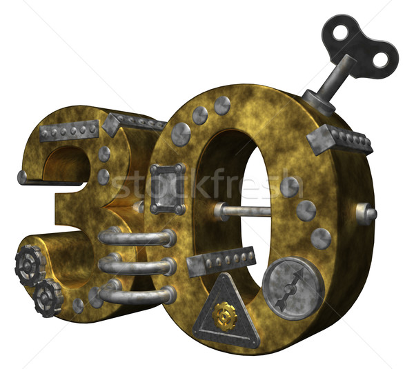 Numer trzydzieści steampunk biały 3d ilustracji finansów Zdjęcia stock © drizzd