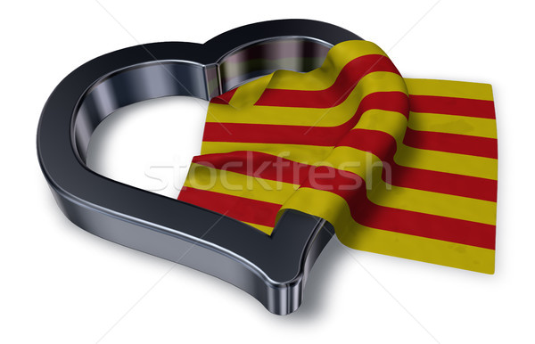 flag of catalonia and heart symbol - 3d rendering Stock photo © drizzd
