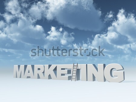 Downloaden woord ladder bewolkt blauwe hemel 3d illustration Stockfoto © drizzd