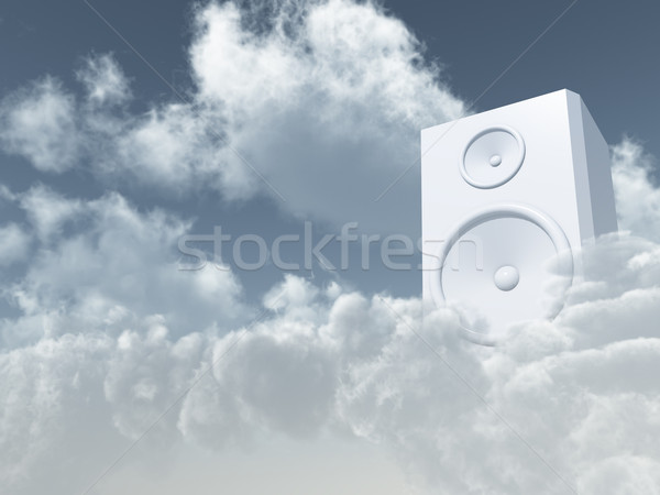 Himmlisch Sound weiß Lautsprecher bewölkt Himmel Stock foto © drizzd